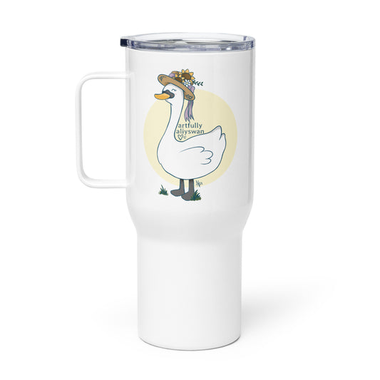 Artfully Aliyswan Cottagecore Swan Travel Mug