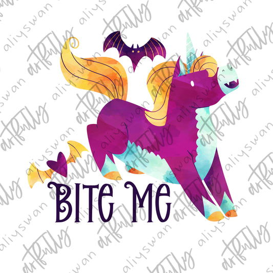 Halloween Unicorns PNG - "Bite Me"