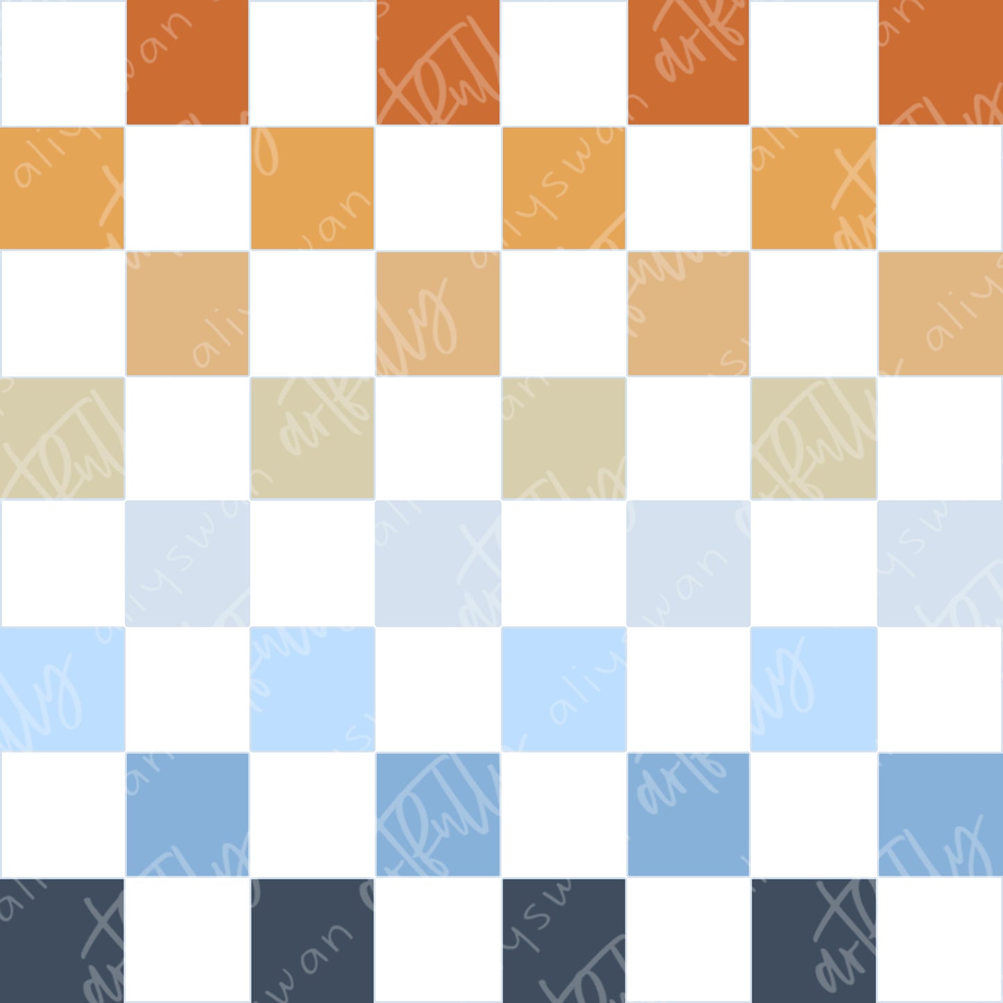 Aussie Dog Seamless File Coordinate - Orange/Blue Checkerboard