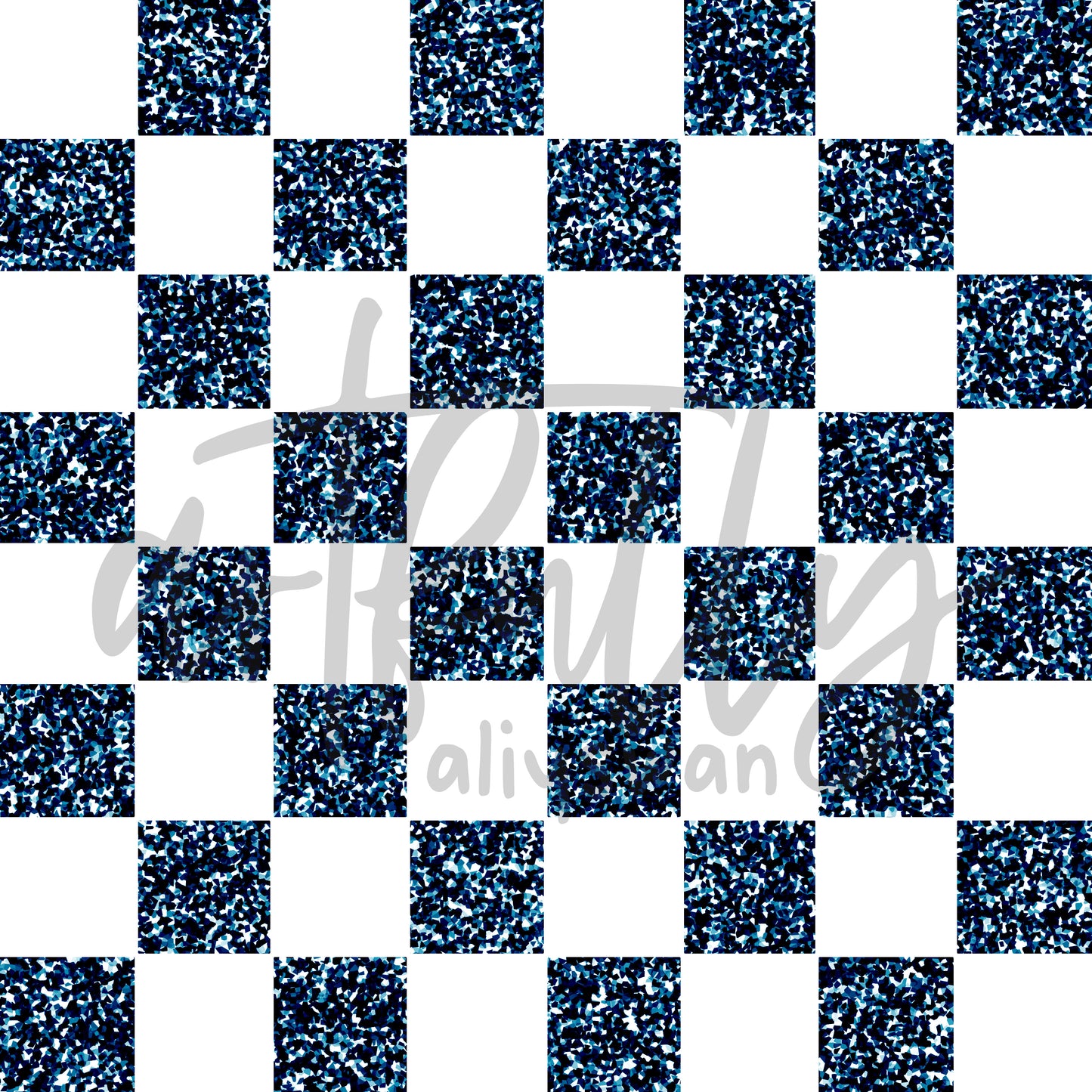 Fourth of July Glitter Seamless File - Blue Checkerboard