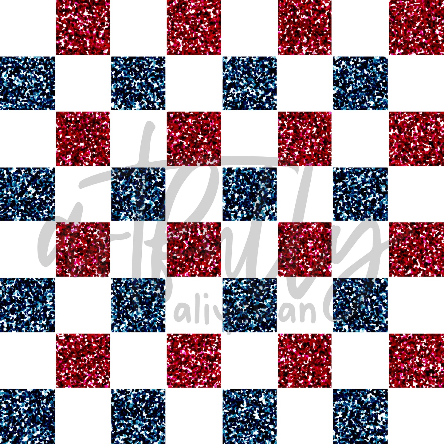 Fourth of July Glitter Seamless File - Red and Blue Checkerboard