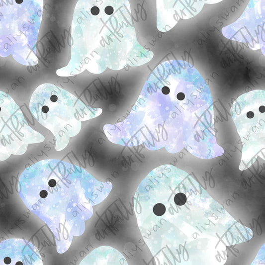 Ghosts Seamless File - Halloween Flowers