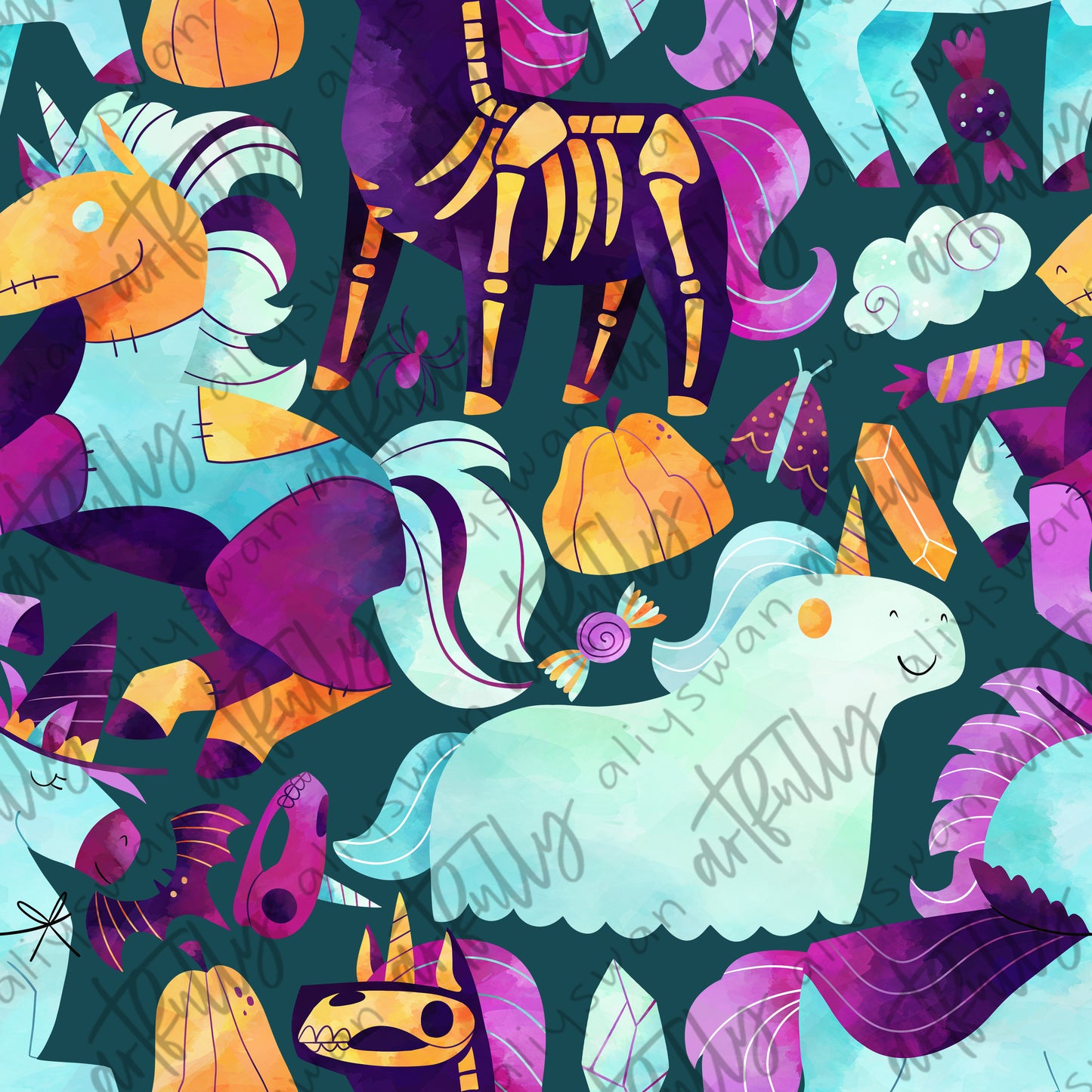 Halloween Unicorns Seamless File