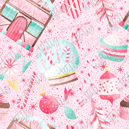 Sweet Pink Christmas Seamless File - Pink