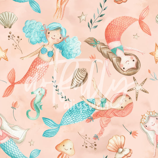 Mermaids Seamless File - Apricot