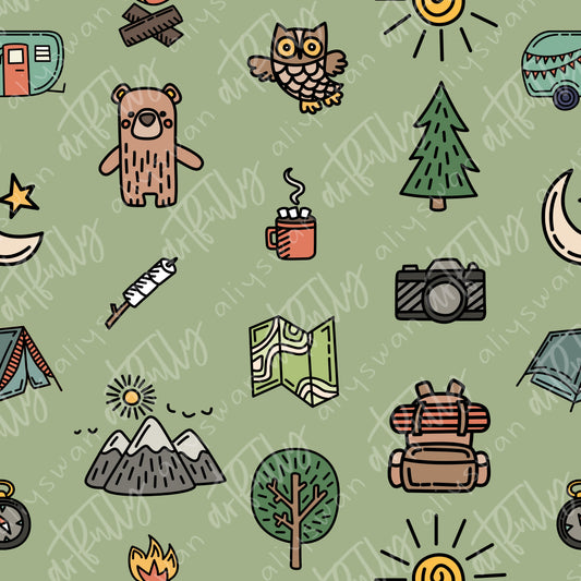 Outdoor Icons Green Seamless File