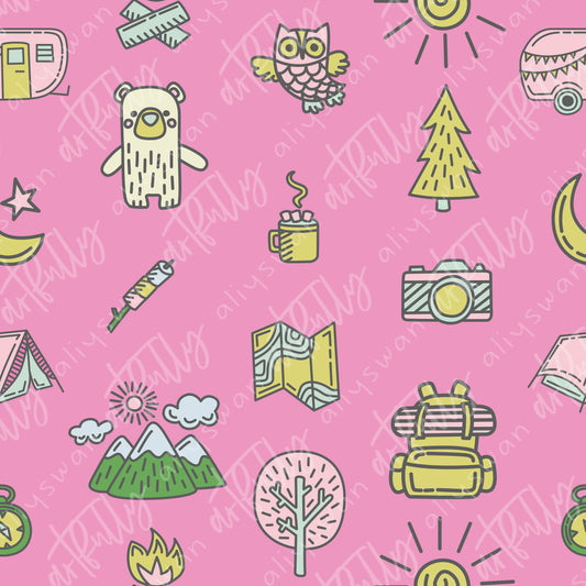 Outdoor Icons Pink Seamless File
