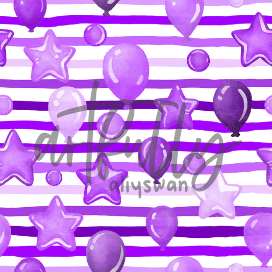 Purple Party Balloons Seamless File 3 Pack Bundle