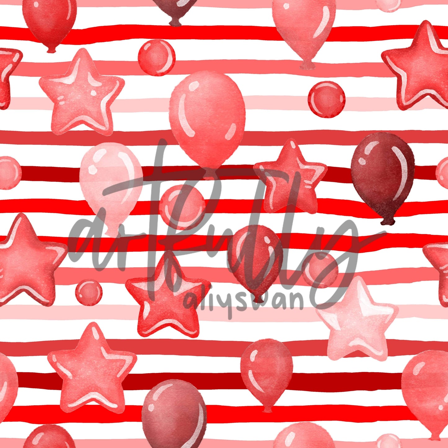 Red Party Balloons Seamless File 3 Pack Bundle