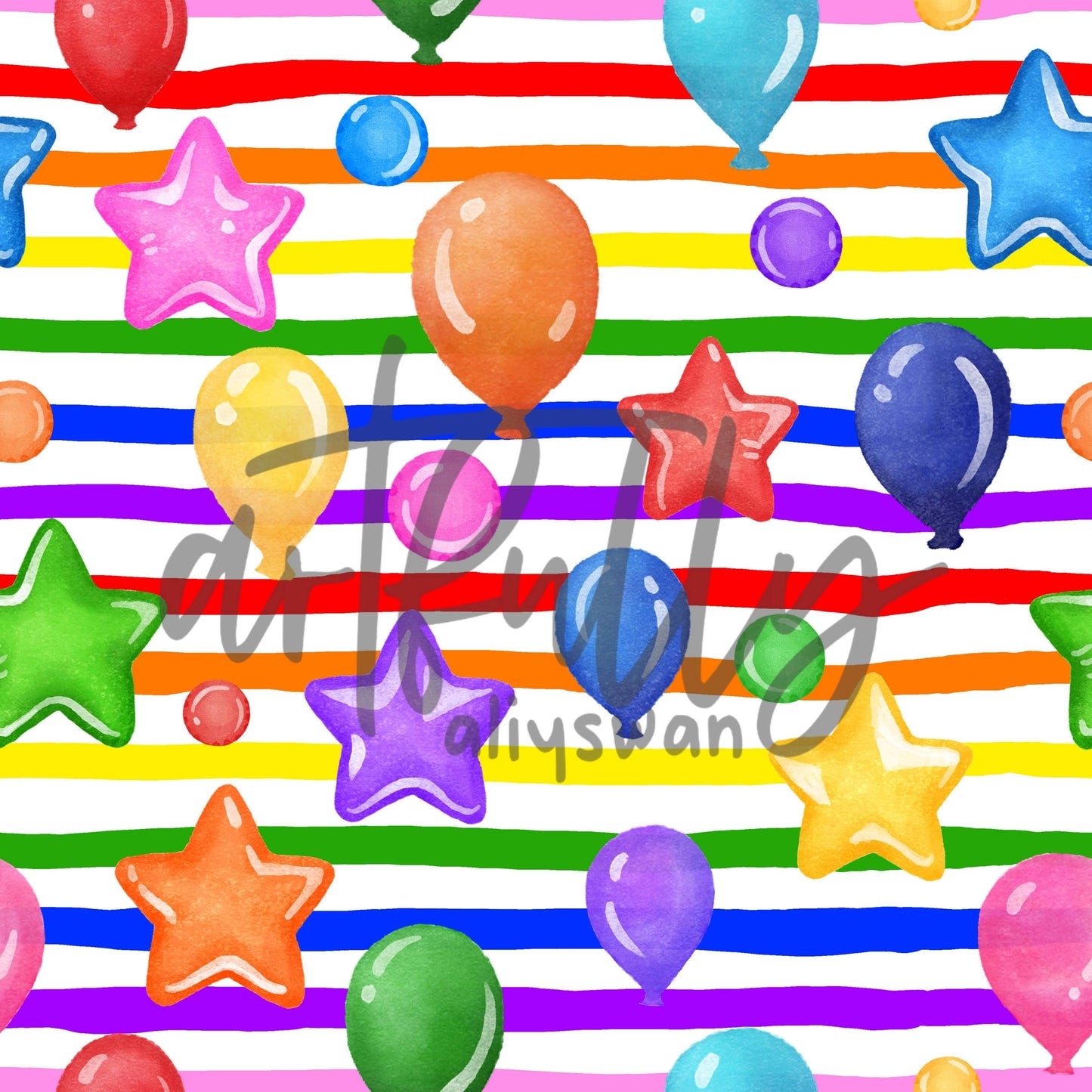 Rainbow Party Balloons Seamless File 2 Pack Bundle