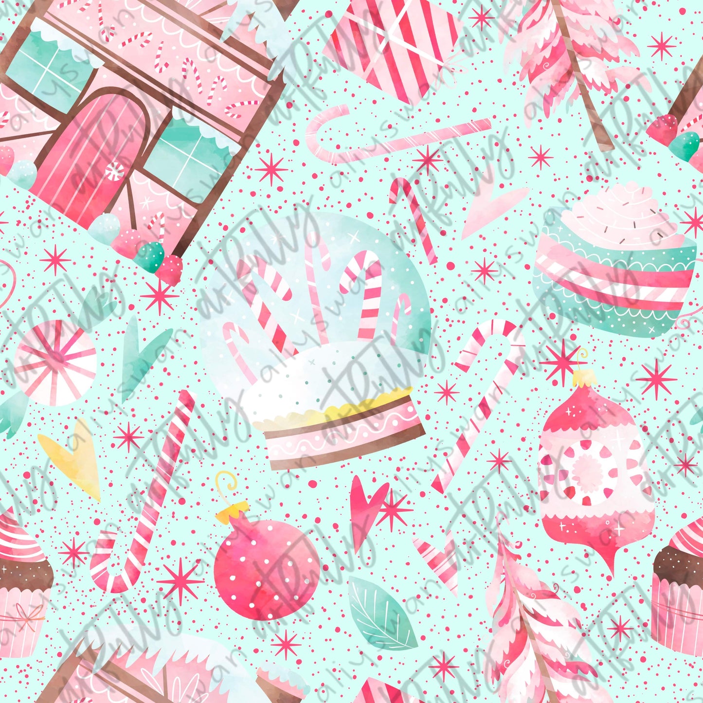 Sweet Pink Christmas Seamless File - Blue