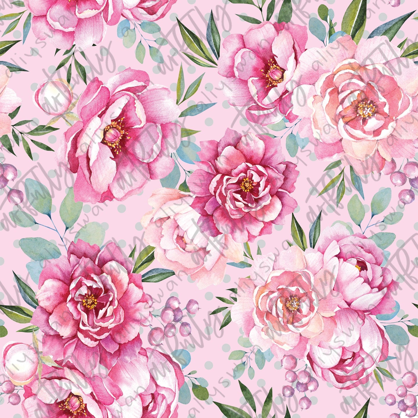 Pink Peony with Dots Seamless File