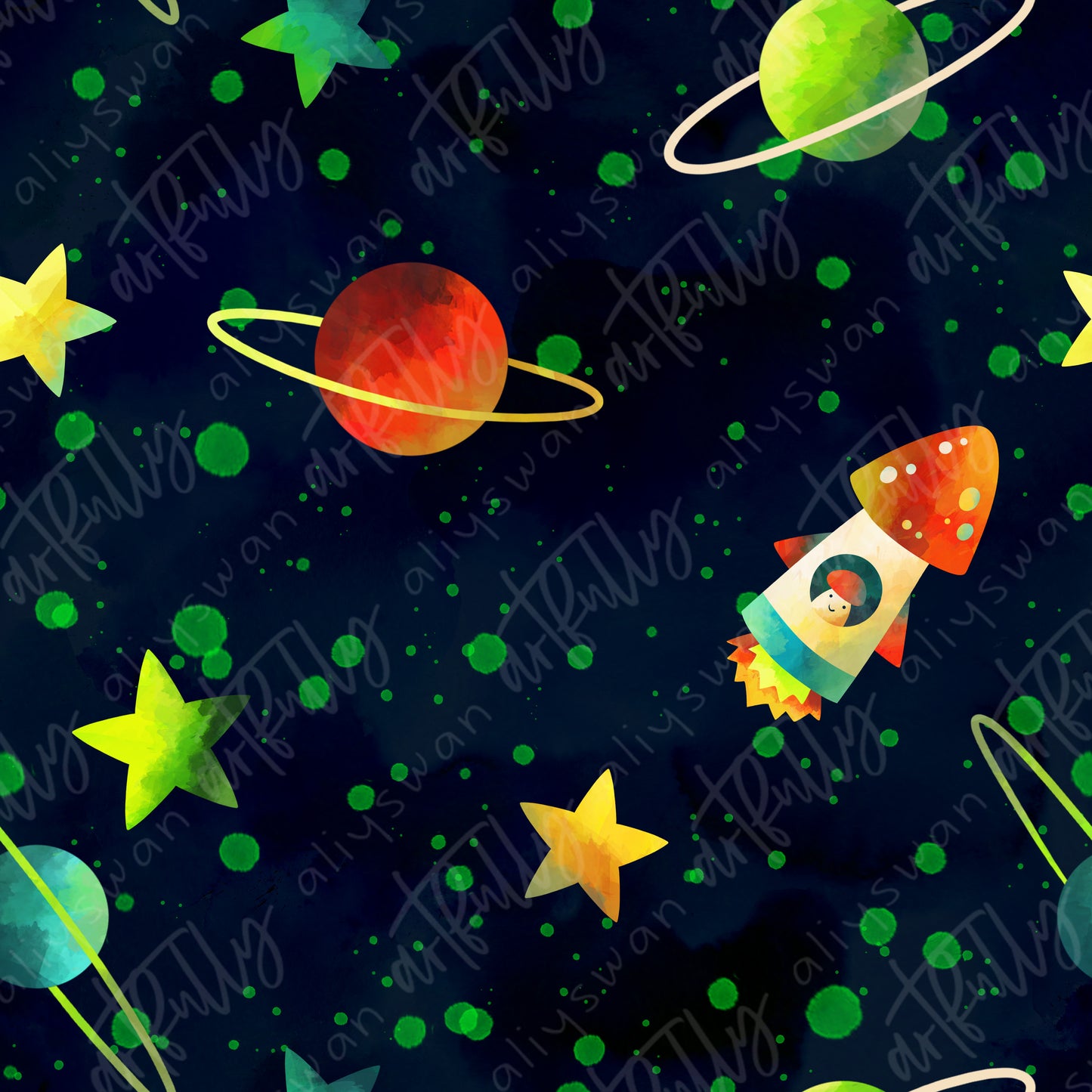Space Mushroom Rocket Seamless File