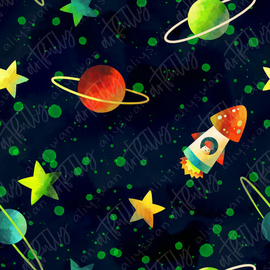 Space Mushroom Rocket Seamless File