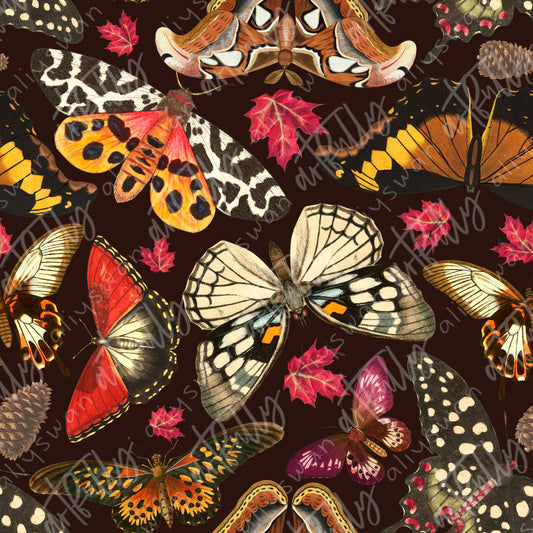 Fall Butterflies Seamless File - Brown