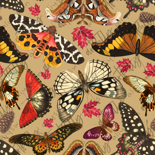 Fall Butterflies Seamless File - Tan
