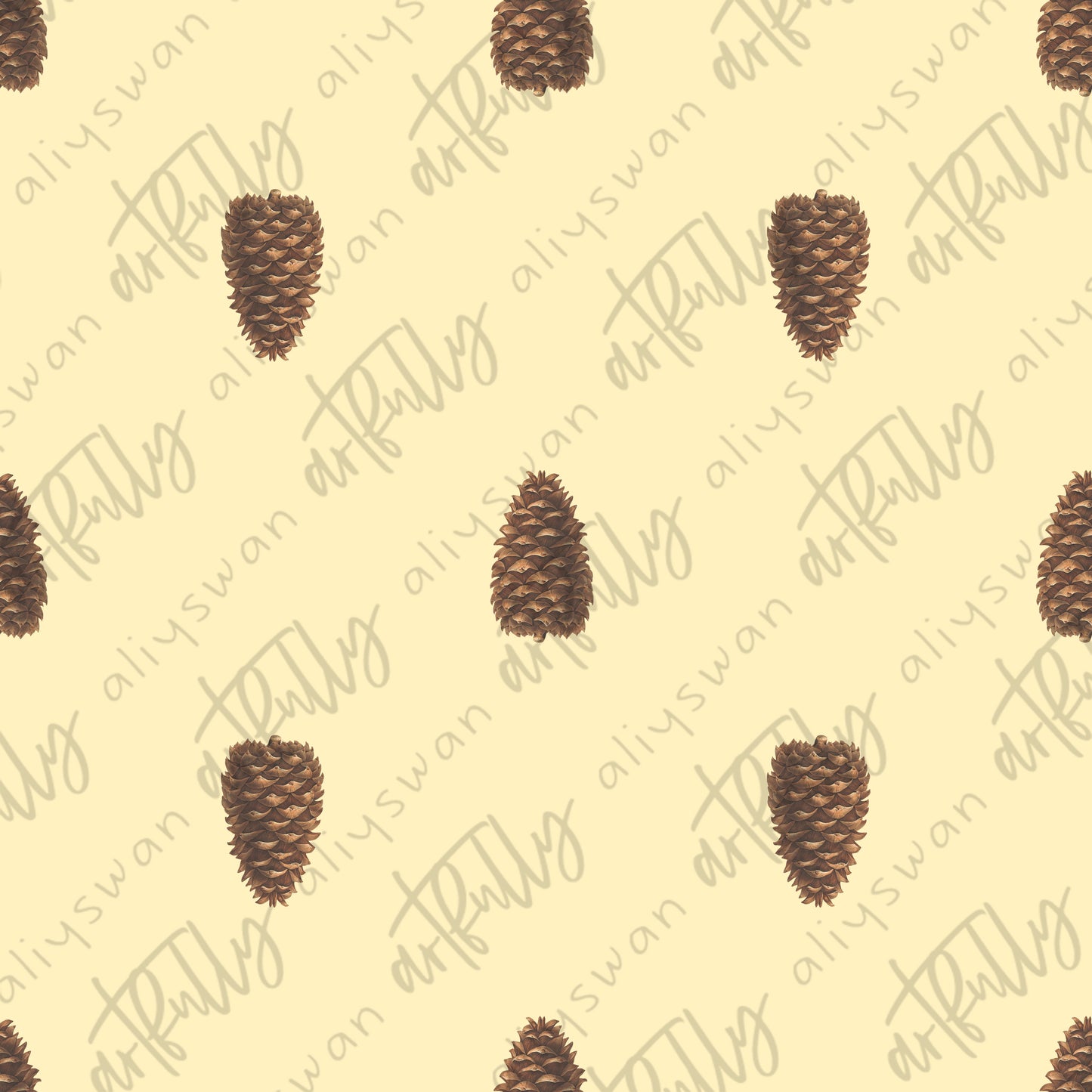 Pinecones Icons Seamless File - Beige