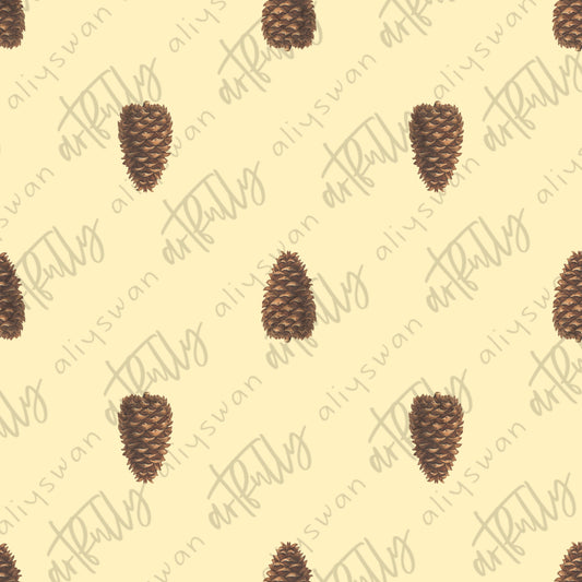 Pinecones Icons Seamless File - Beige