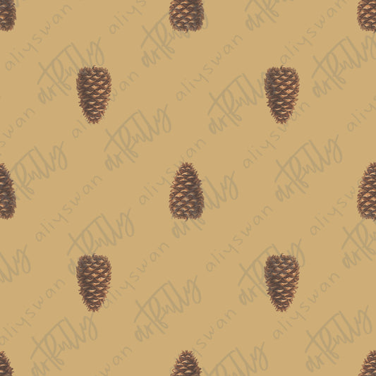 Pinecones Icons Seamless File - Tan