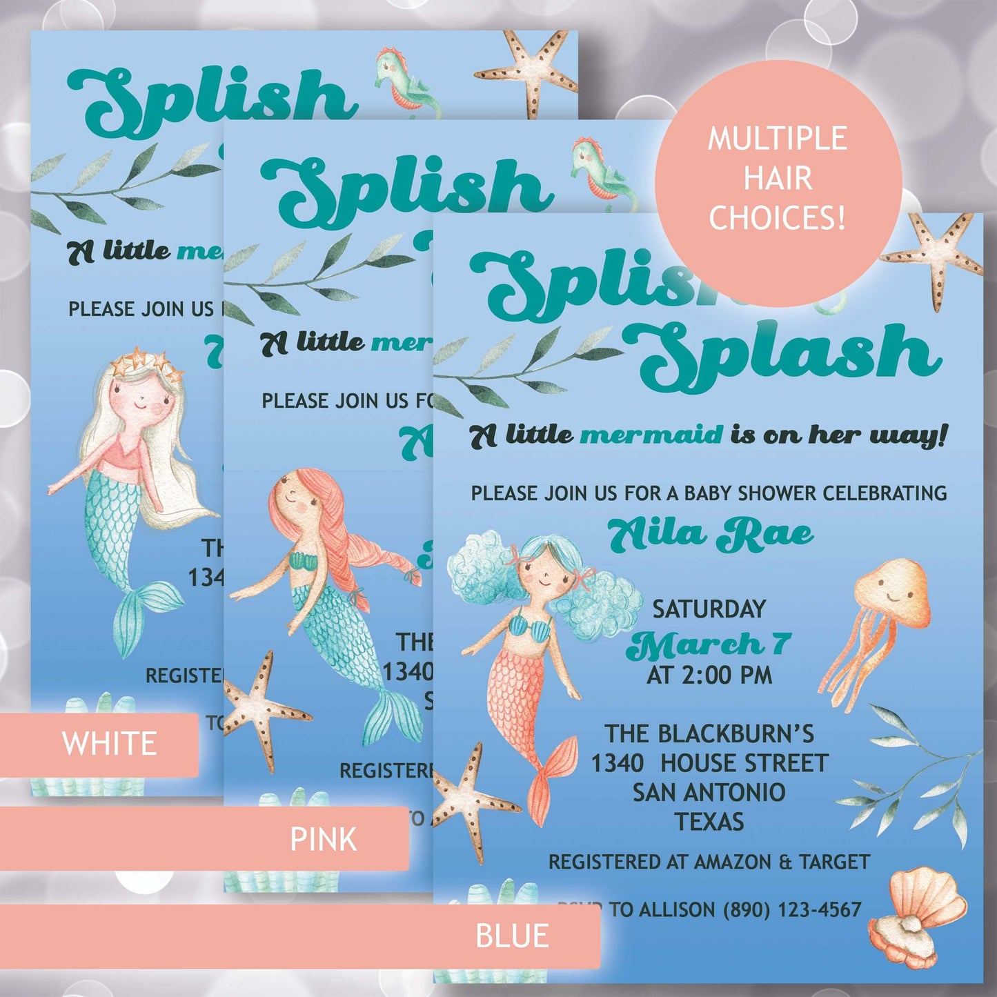 Mermaid Custom Baby Shower Invitation