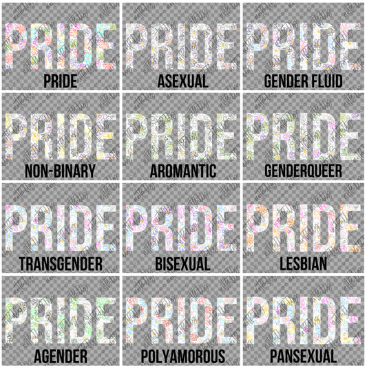 Sketchy PRIDE Flowers PNG - MULTIPLE OPTIONS