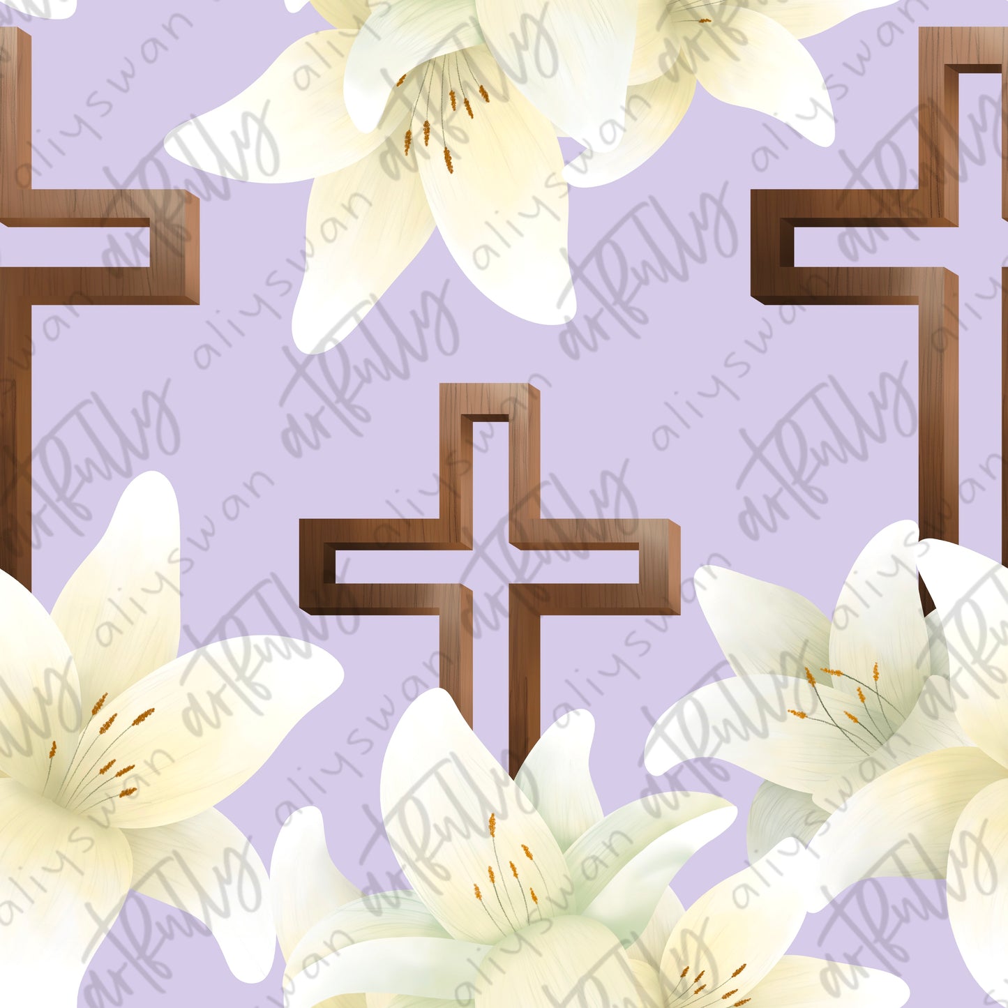 Cross and Lilies Seamless File - MULTIPLE OPTIONS