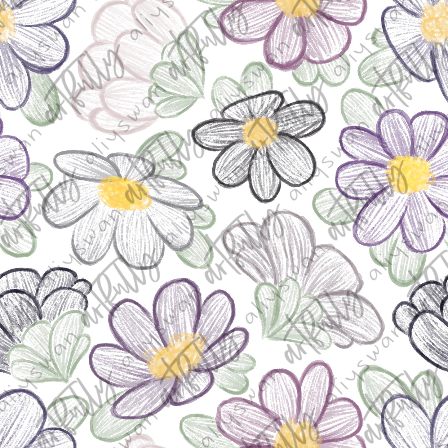 Sketchy PRIDE Flowers Seamless File - MULTIPLE OPTIONS