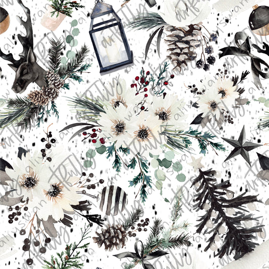 Chic Christmas Seamless File - White