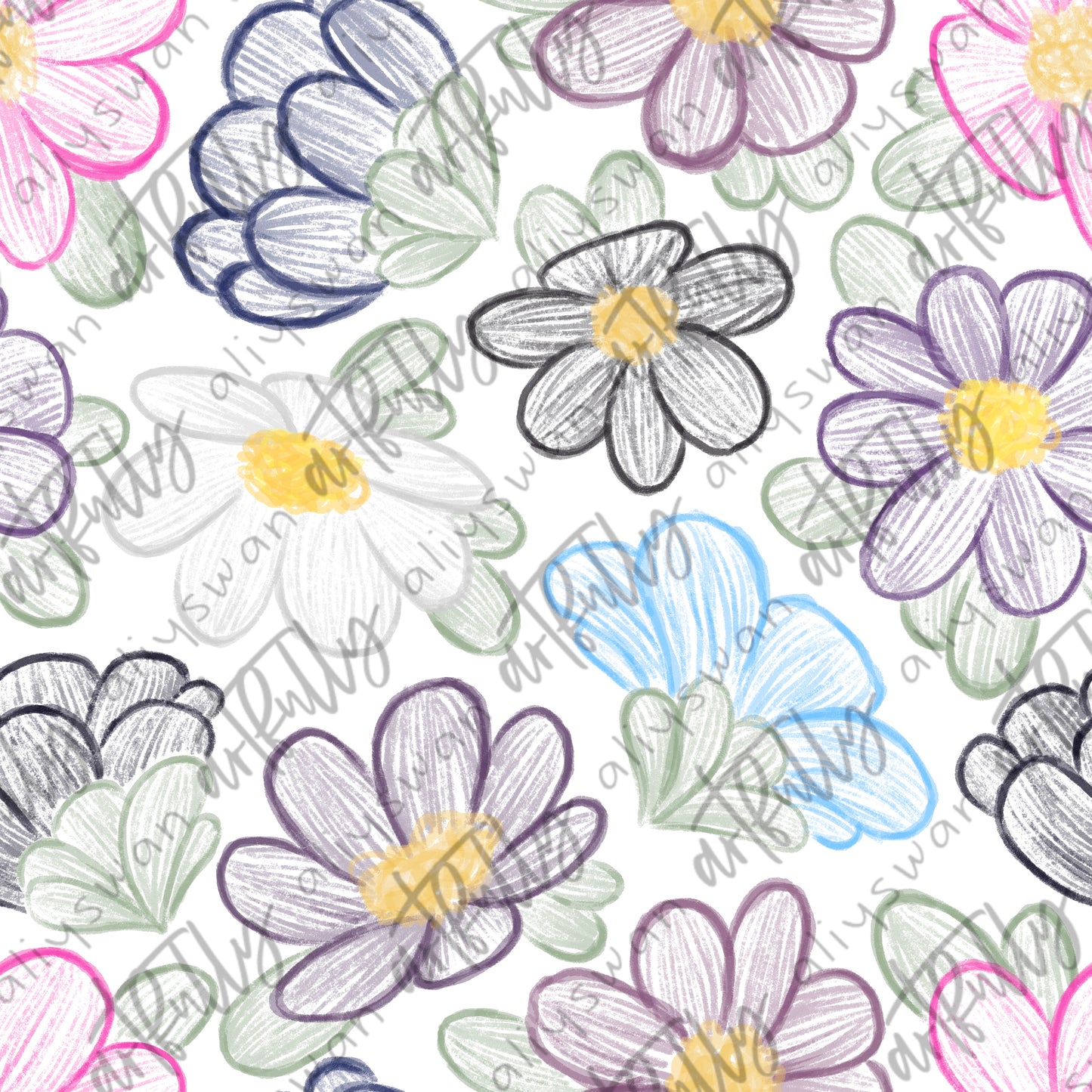 Sketchy PRIDE Flowers Seamless File - MULTIPLE OPTIONS