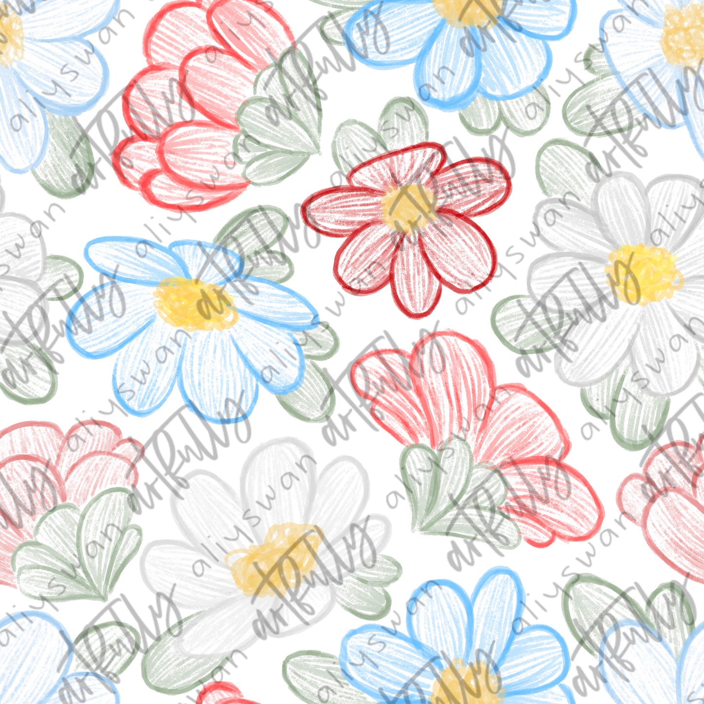 Sketchy PRIDE Flowers Seamless File - MULTIPLE OPTIONS