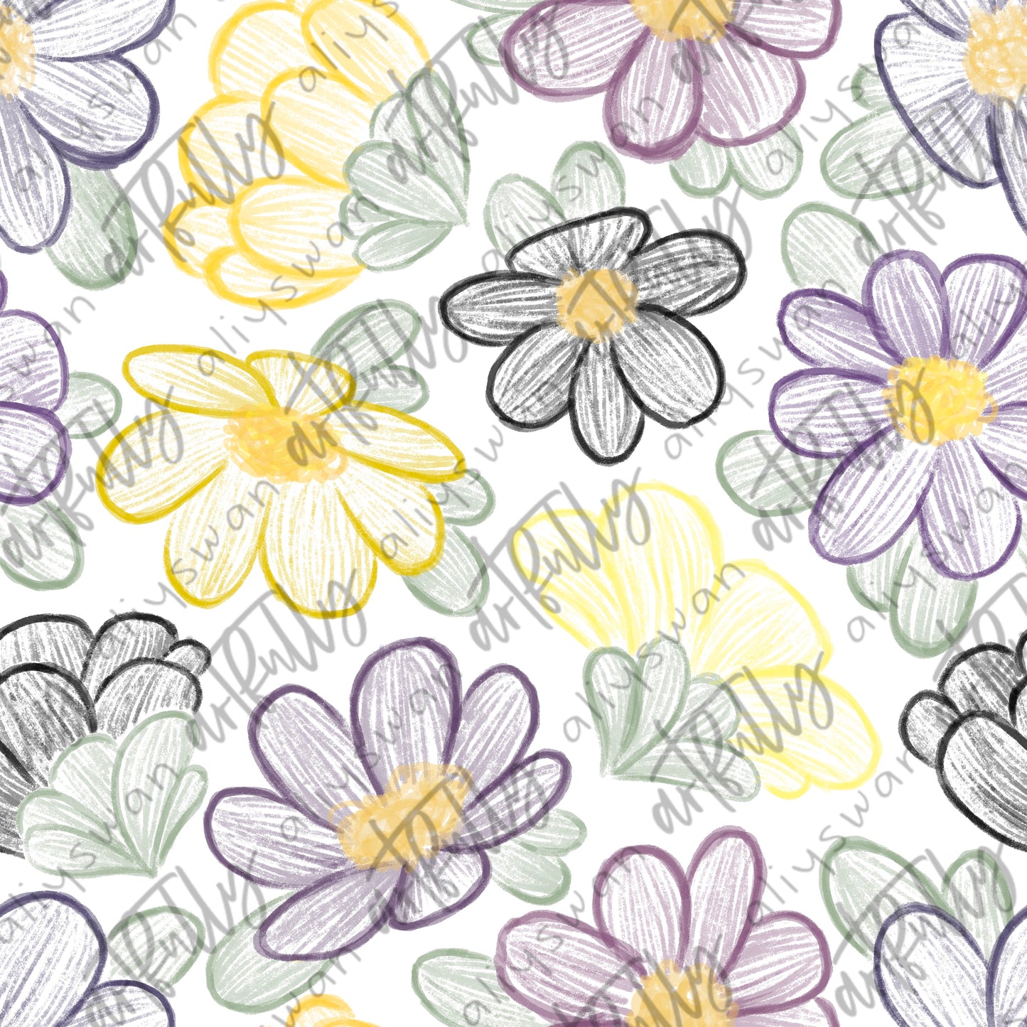 Sketchy PRIDE Flowers Seamless File - MULTIPLE OPTIONS