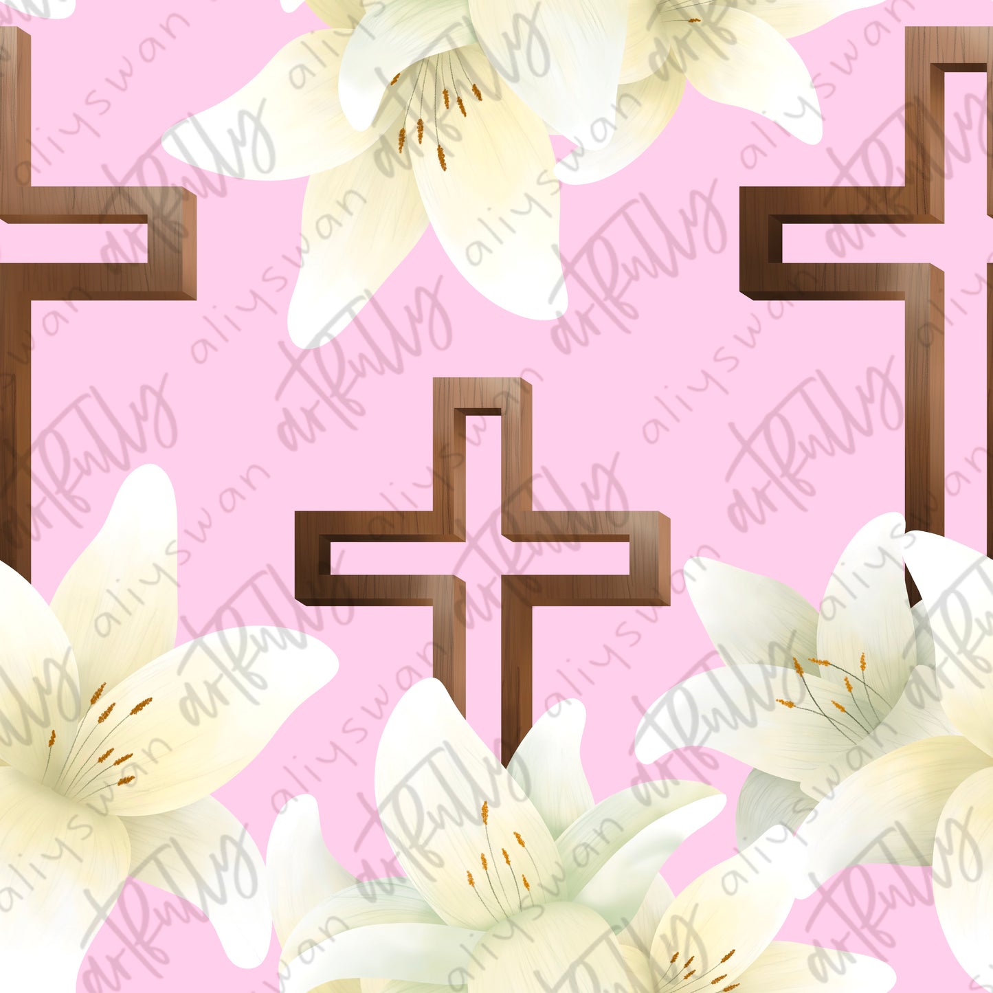 Cross and Lilies Seamless File - MULTIPLE OPTIONS