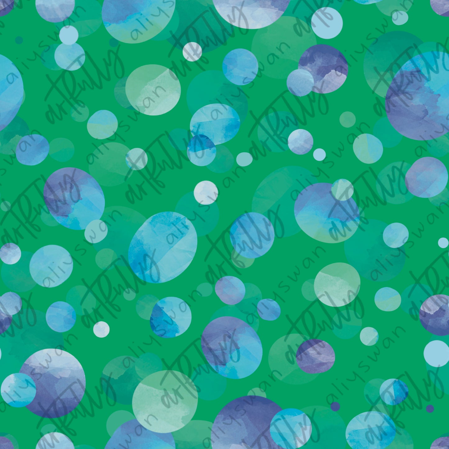 Ocean Mermaids Coordinate Seamless File - Green Bubbles