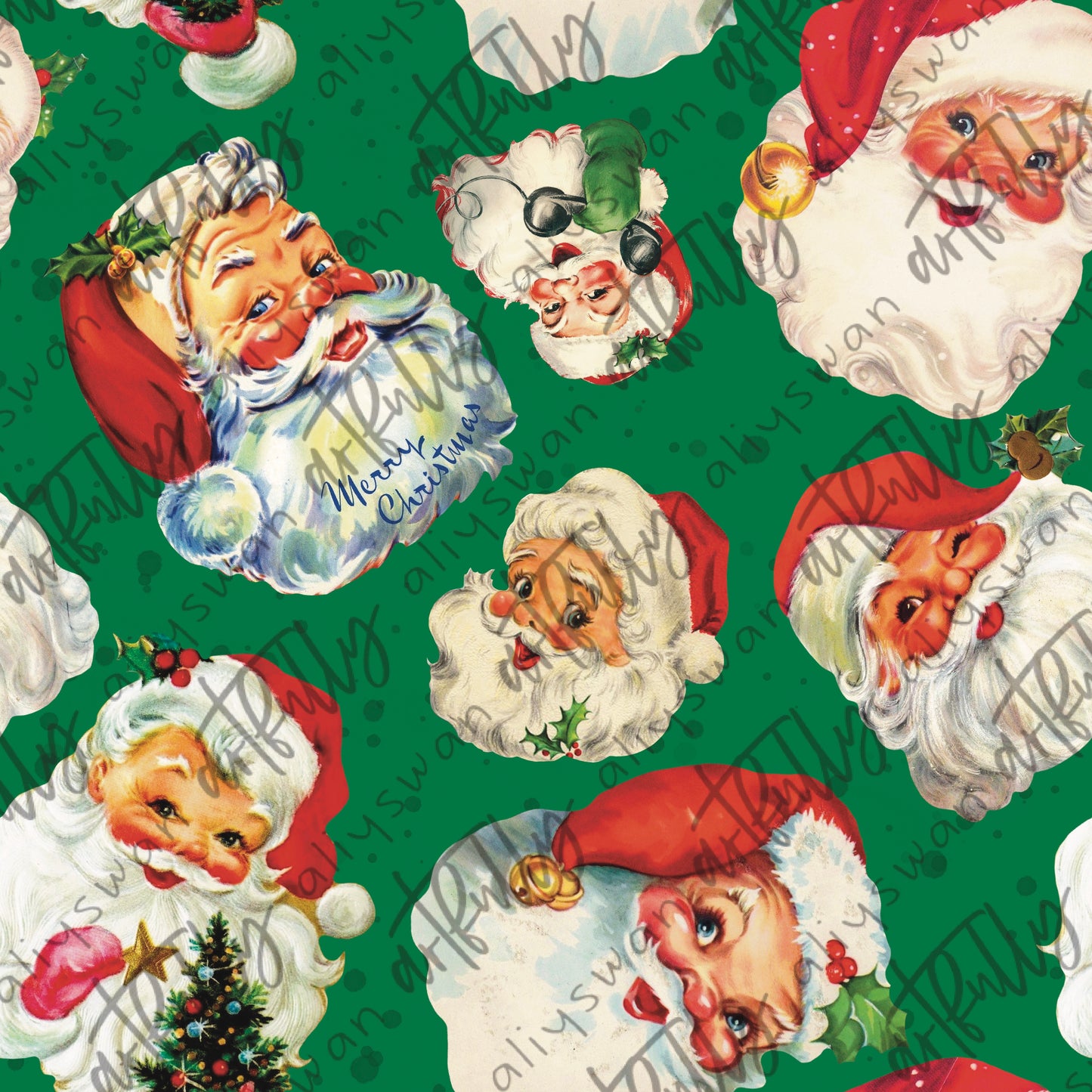 Vintage Christmas Seamless File - Santa