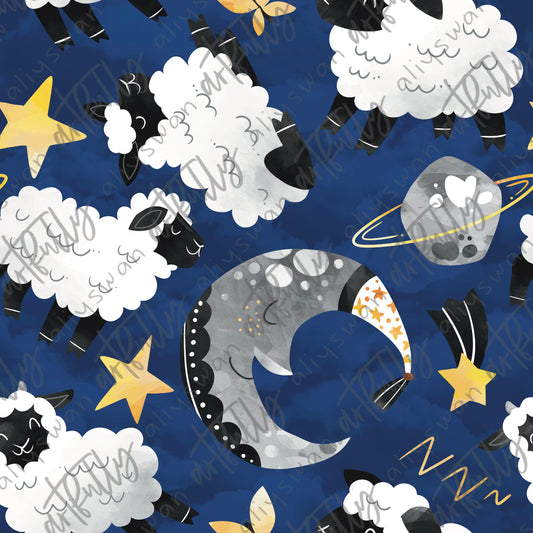 Sleepy Sheep Seamless File - Navy