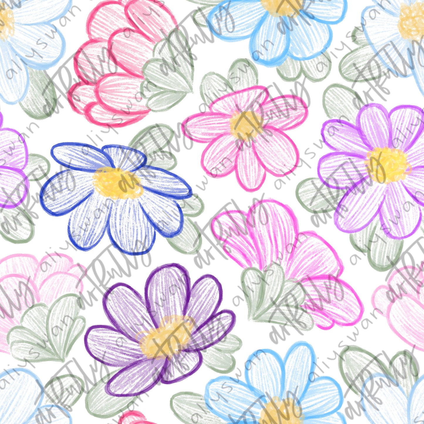 Sketchy PRIDE Flowers Seamless File - MULTIPLE OPTIONS