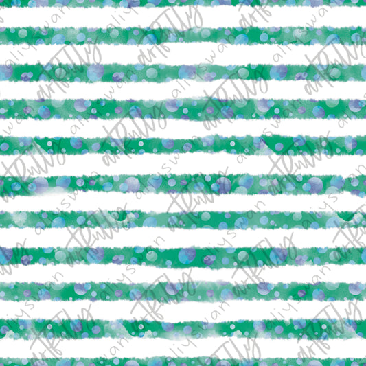 Ocean Mermaids Coordinate Seamless File - Green Stripes
