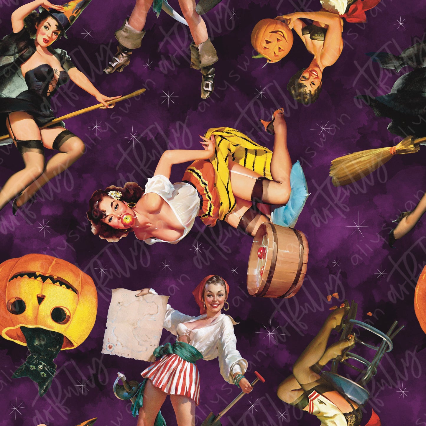 Pinup Halloween Seamless File - Stars