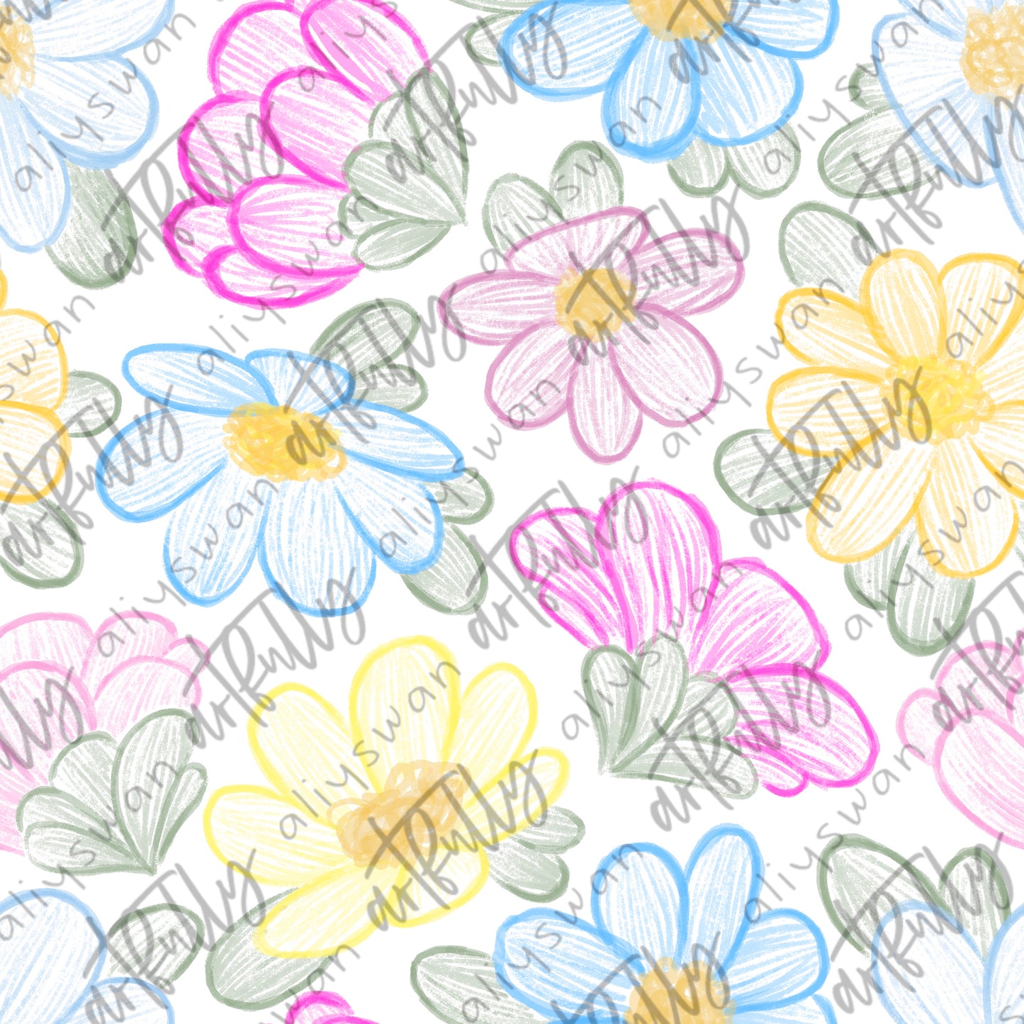 Sketchy PRIDE Flowers Seamless File - MULTIPLE OPTIONS