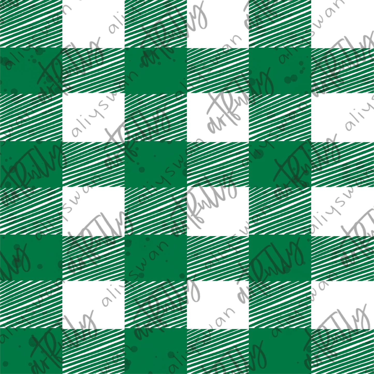 Vintage Christmas Seamless File - Green Gingham