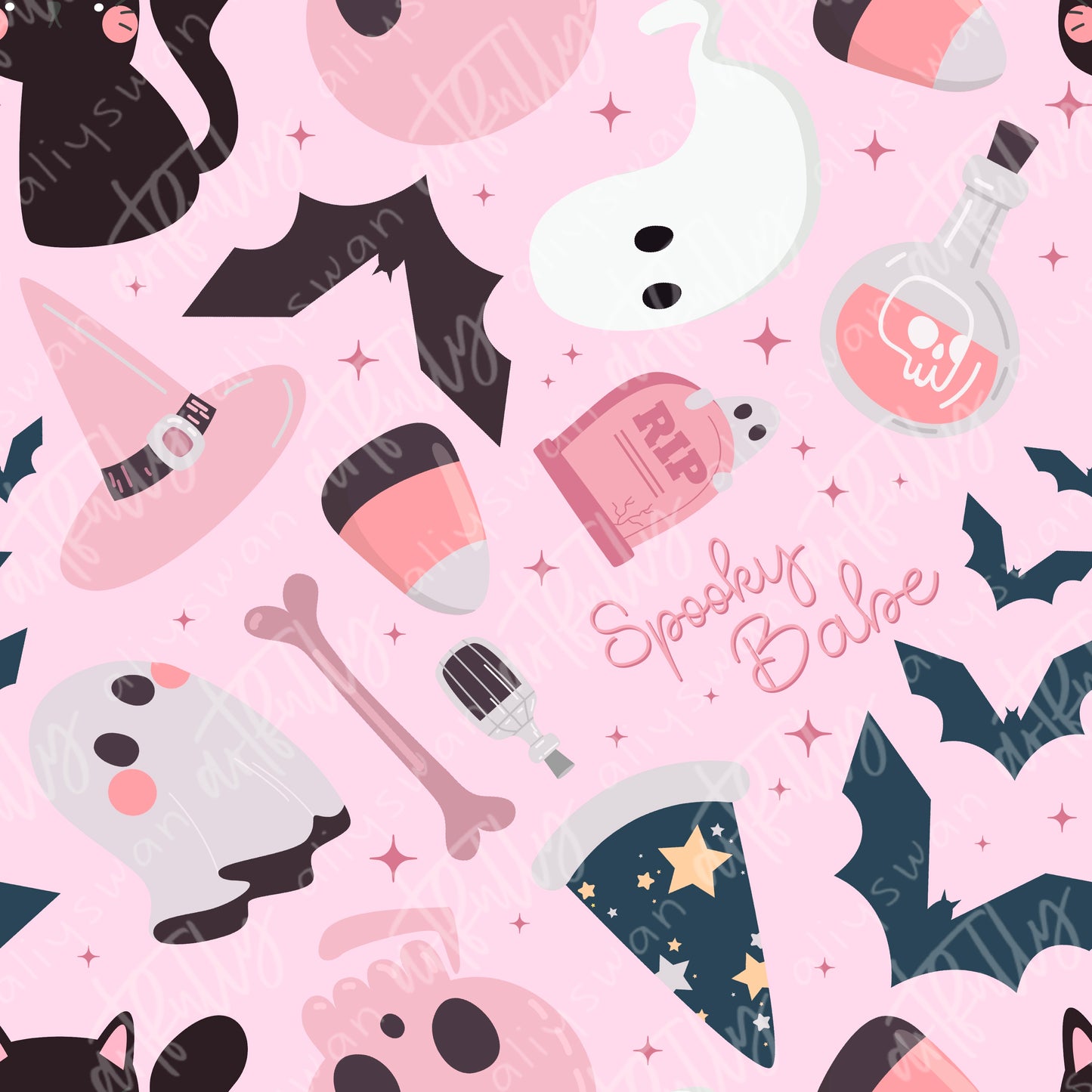 Spooky Babe Halloween Seamless File - Pink - Designer Challenge July/August 2022