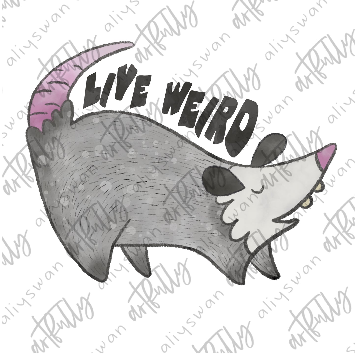 “Live Weird” Opossum PNG