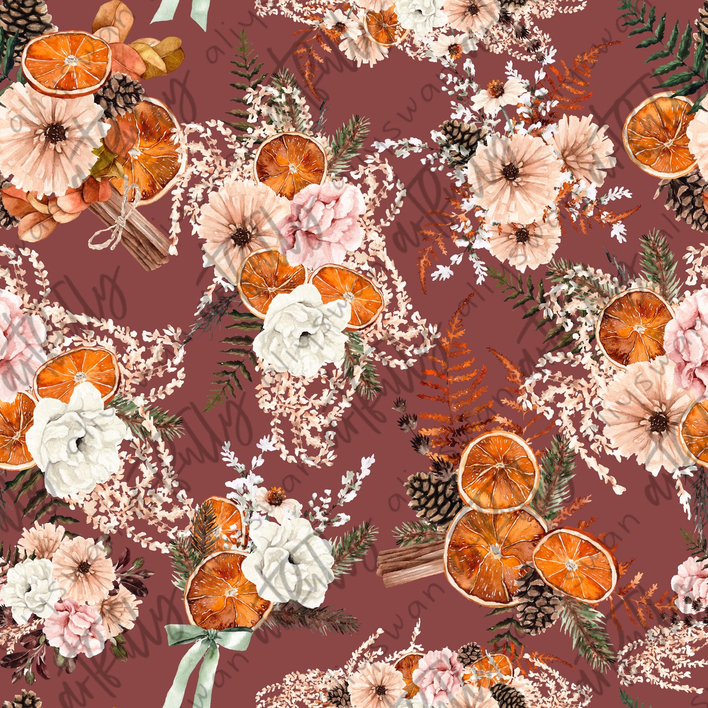 Boho Winter Seamless File - Red