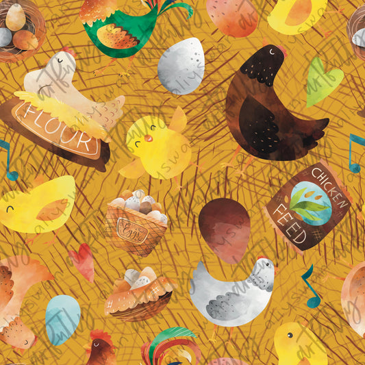 Chickens Seamless File - Yellow