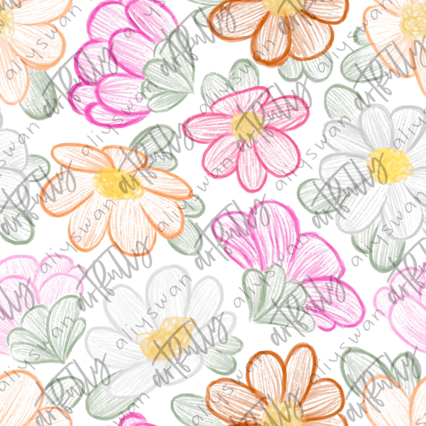 Sketchy PRIDE Flowers Seamless File - MULTIPLE OPTIONS