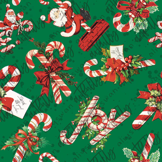 Vintage Christmas Seamless File - Candy Canes