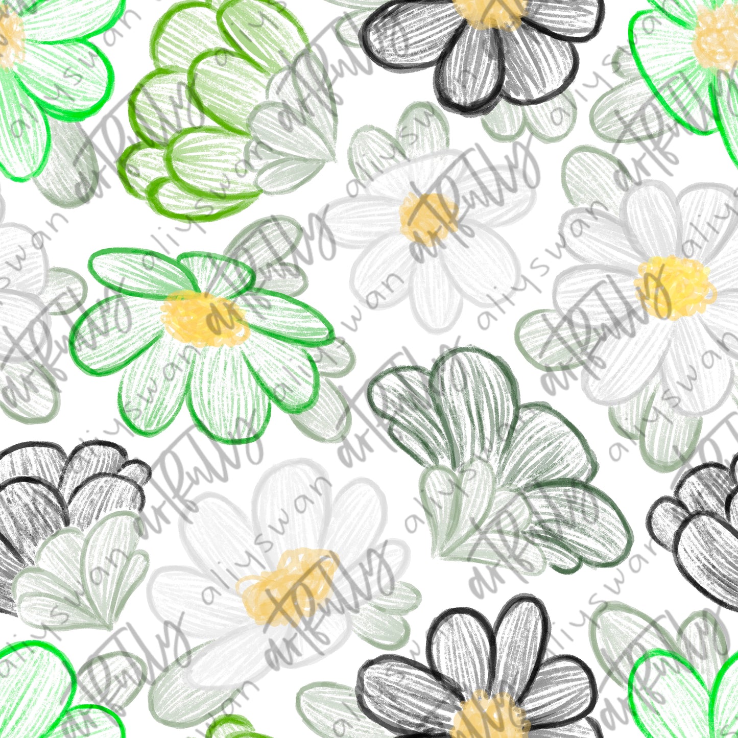 Sketchy PRIDE Flowers Seamless File - MULTIPLE OPTIONS