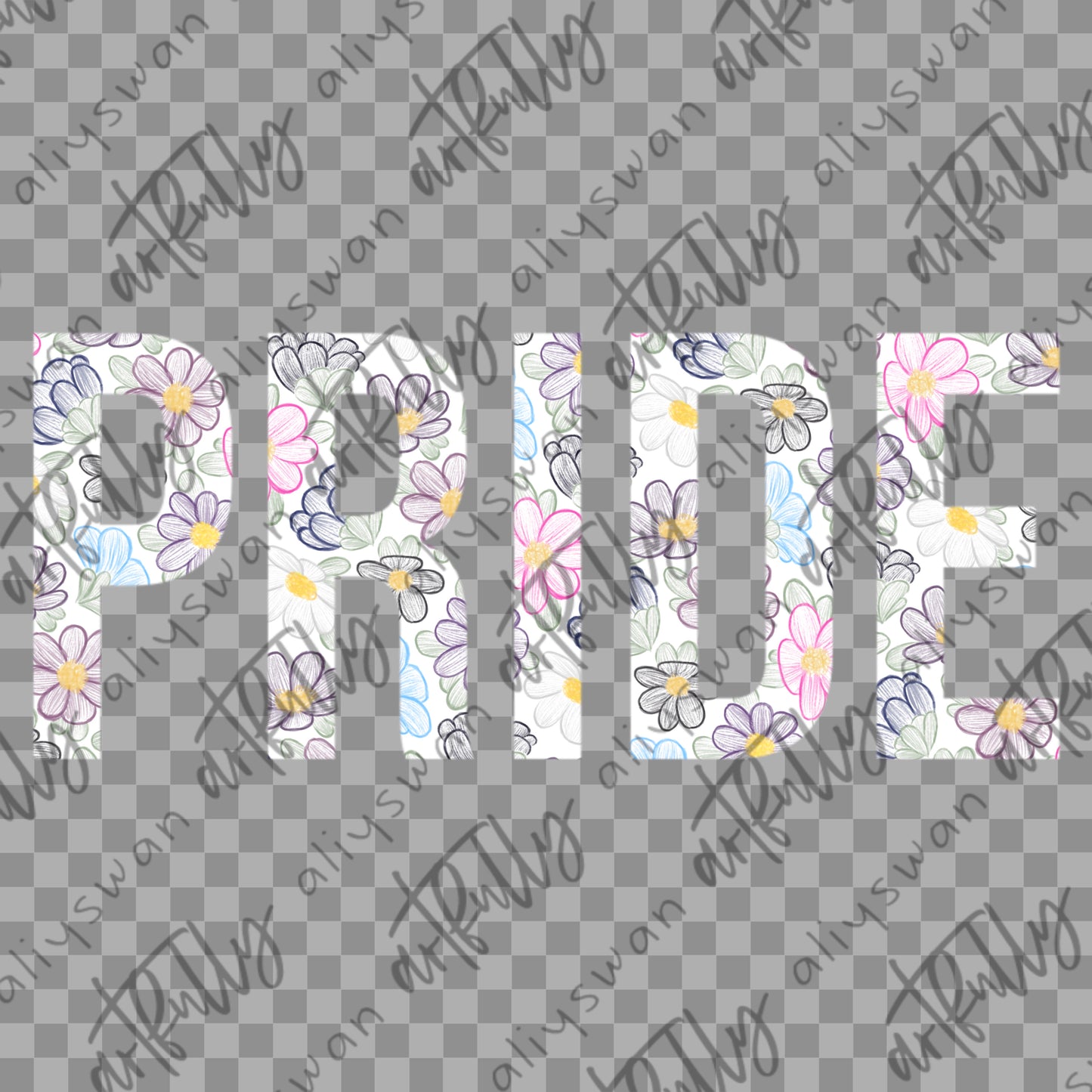 Sketchy PRIDE Flowers PNG - MULTIPLE OPTIONS