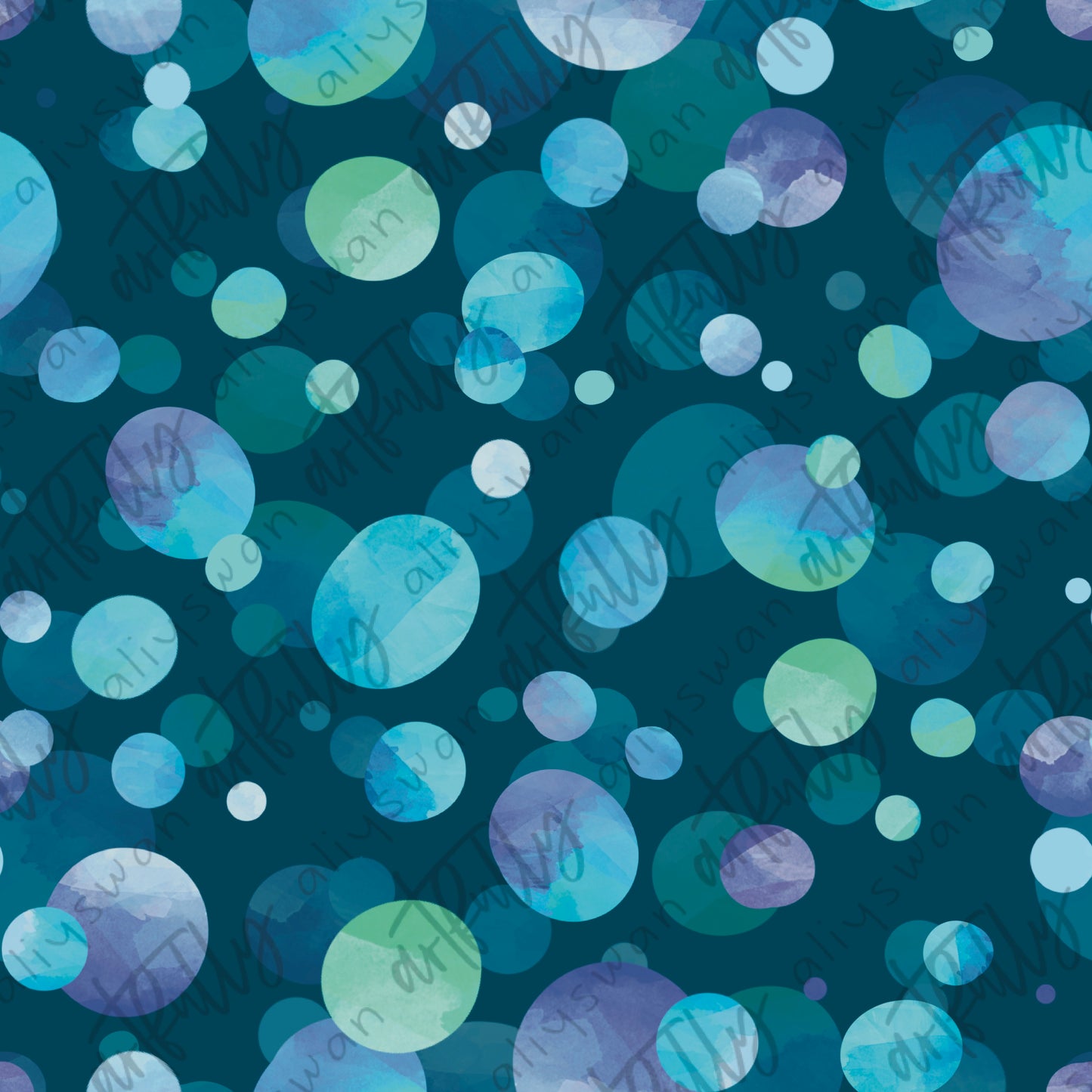 Ocean Mermaids Coordinate Seamless File - Blue Bubbles