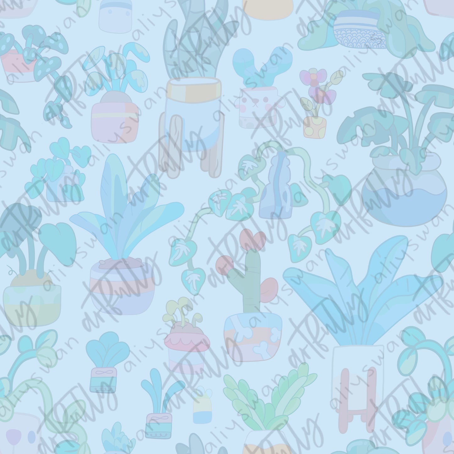 Heeler Houseplants Coordinate Seamless File - White